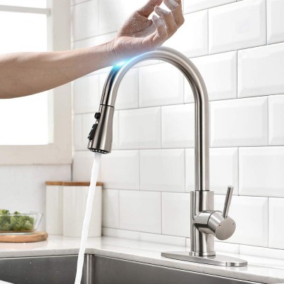 360 Degree Smart Touchless 304 Stainless Steel Kitchen Faucets Touch Pull Out Down